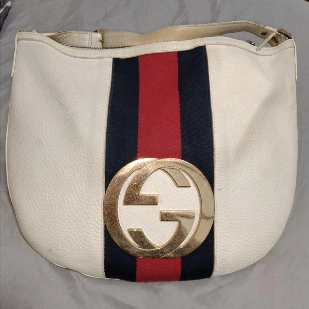 Gucci White Shoulder Bag with Red and Blue Stripes Set - Picture 2 of 11